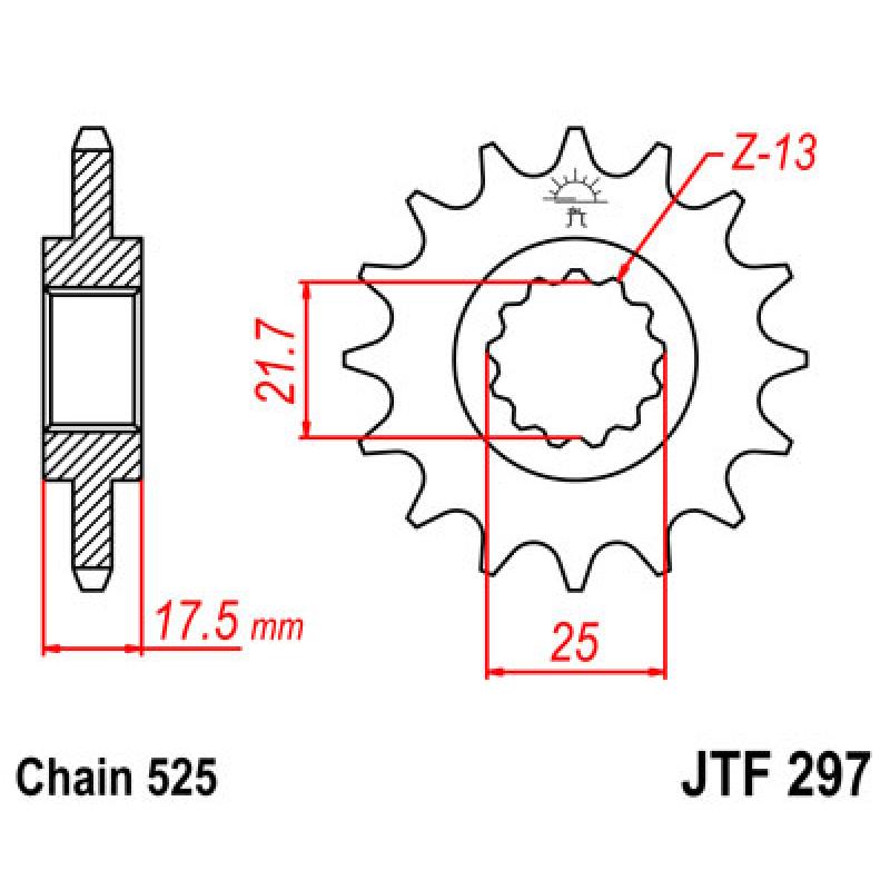 Купить Звездочка передняя JT Sprockets (шаг 525 ) JT JTF297